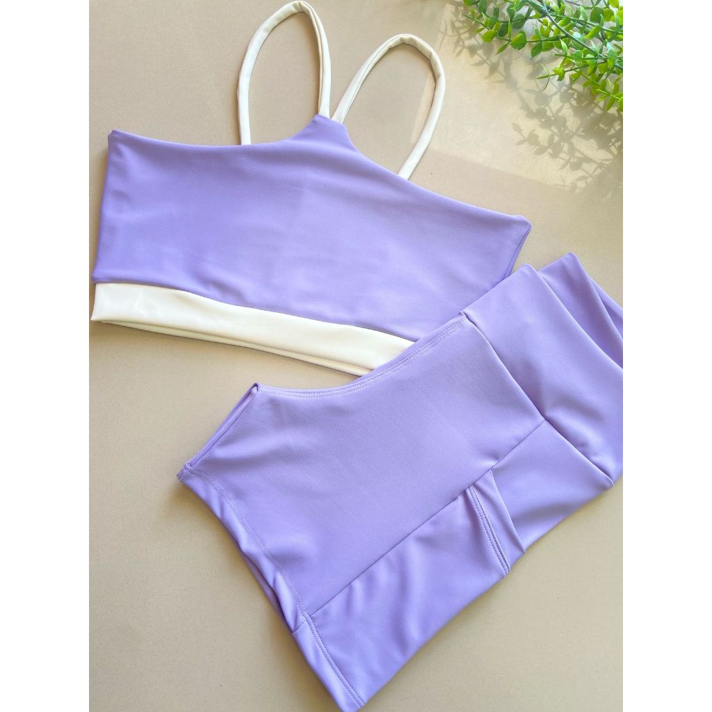Conjunto Feminino Academia — Top entrada para Bojo Removível + Short Poliamida Zero Transparência