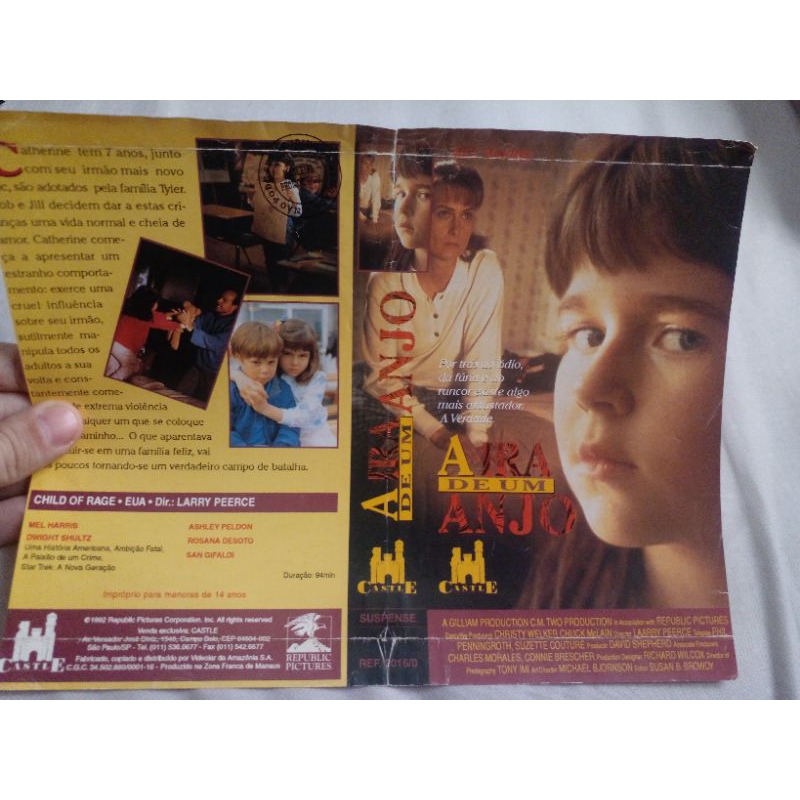 Encarte VHS A ira de um anjo ( NÃO CONTÉM A FITA)