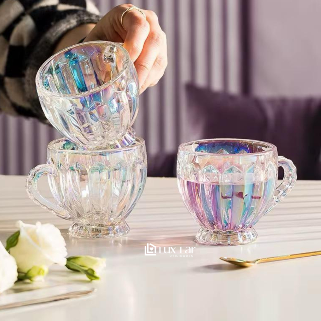 Jogo de Xicaras para Café Chá 6 peças de Vidro transparente 200ml Furta Cor Luxo Cristal Itália em Oferta na Shopee