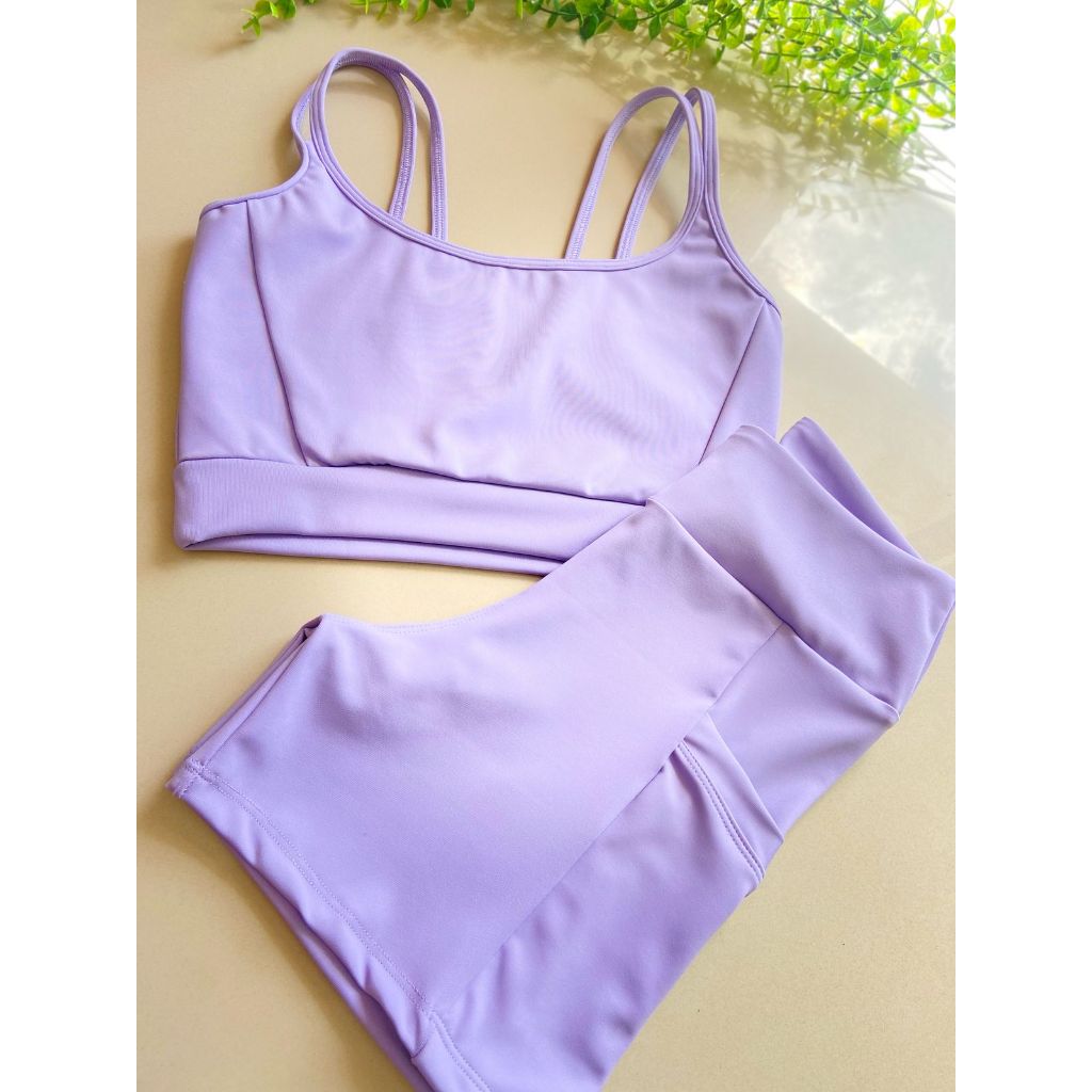 Conjunto Fitness Poliamida Zero Transparência  Top Alças + Short com Bolsos Laterais academia