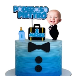 Topo de bolo mêsversario COM A CARA DO SEU BEBÊ no Poderoso chefinho - Topper Personalizado
