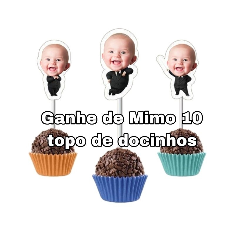 Topo de bolo mêsversario COM A CARA DO SEU BEBÊ no Poderoso chefinho - Topper Personalizado — imagem 2 de 2