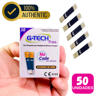 50 Tiras de Medição de Glicose Reagentes G-Tech Free em Oferta na Shopee