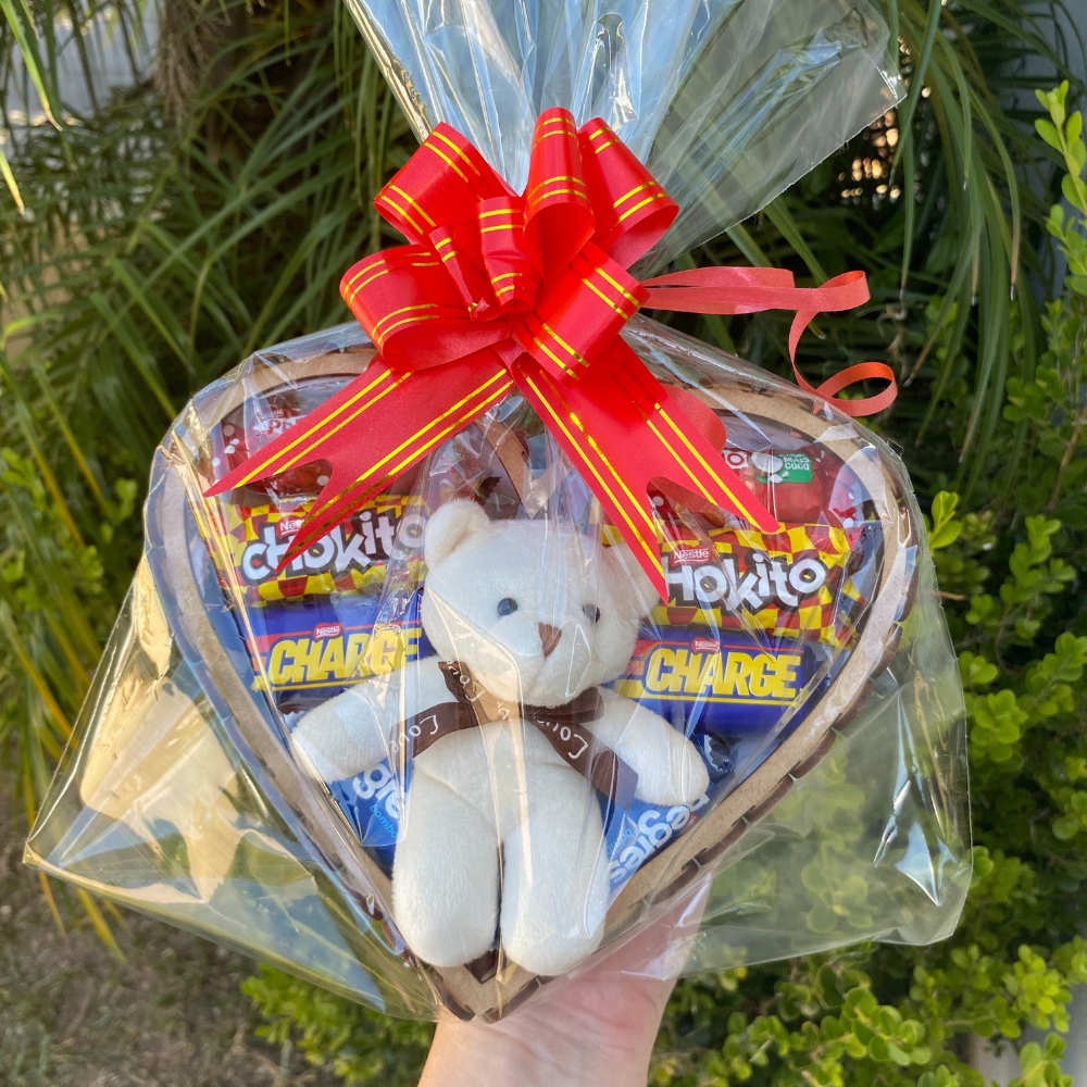 Cesta Chocolate + Chaveiro de Ursinho Presente / Lembrancinha / Namorados / Páscoa / Dia Das Mães