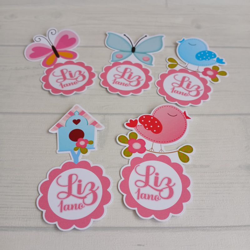 Apliques tubetes festa jardim encantado das borboletas - Festa infantil - lembrancinha personalizada
