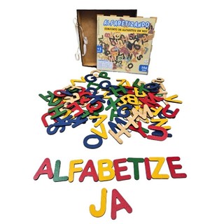 Alfabetizando - Conjunto de Letras Coloridas - 4 Alfabetos em MDF - Recurso educativo e pedagógico