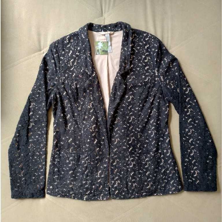Blazer de Renda Preto Feminino Casaquinho Social Tamanho 42