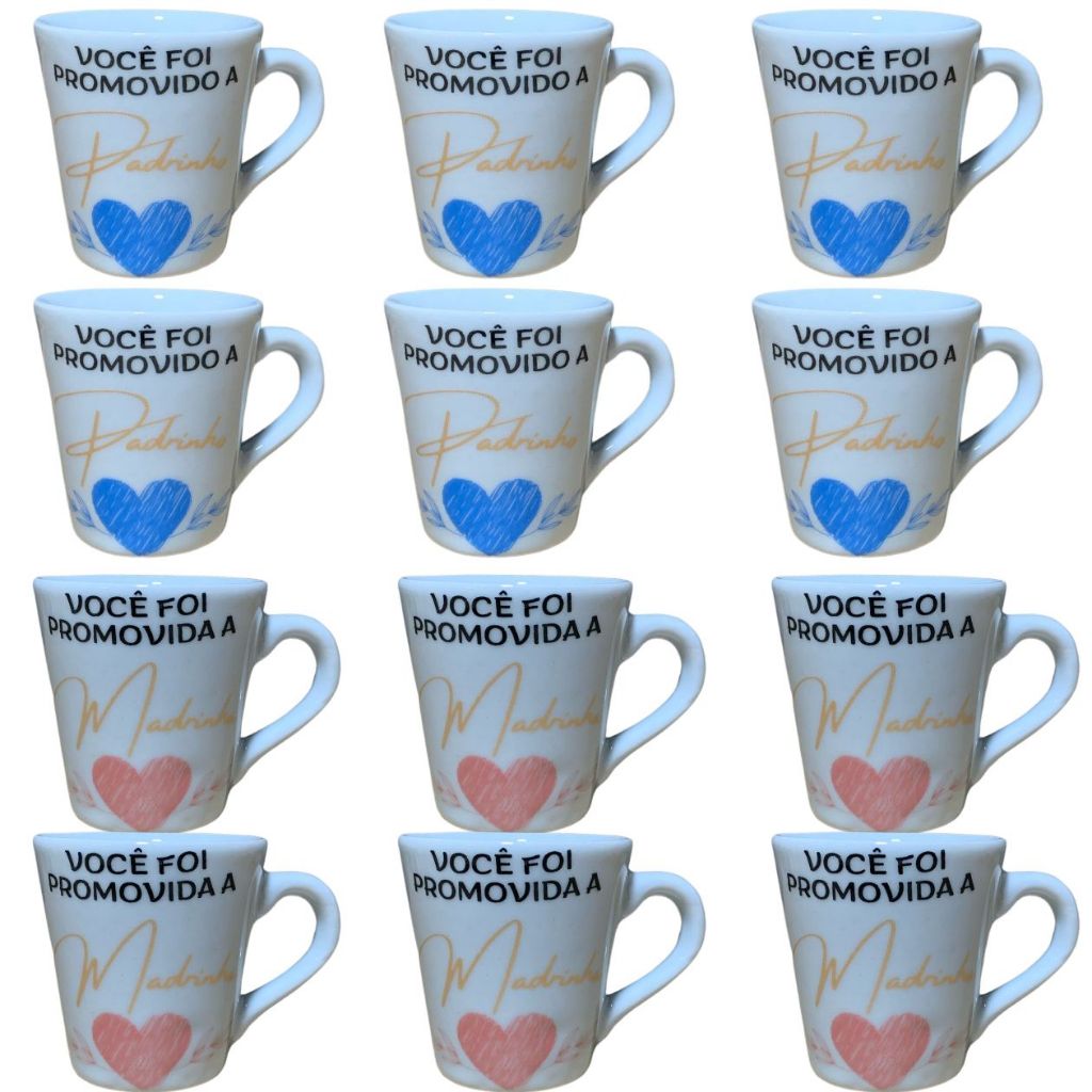 Jogo Caneca Porcelana Padrinho Madrinha Xícara Chá Personalizada Casamento