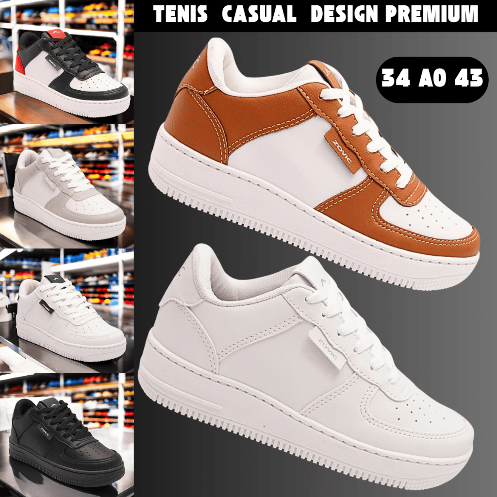 Tênis Feminino Branco Casual Confortavel Blogueira Leve Solado Macio Runner Super Macio Pr...