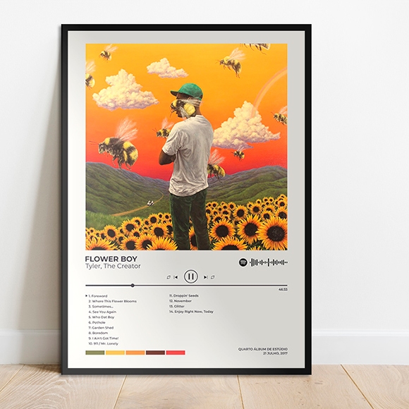 Quadro Placa MDF Spotify Álbum Tyler The Creator Flower Boy Wolf Igor Call Me If You Get Lost