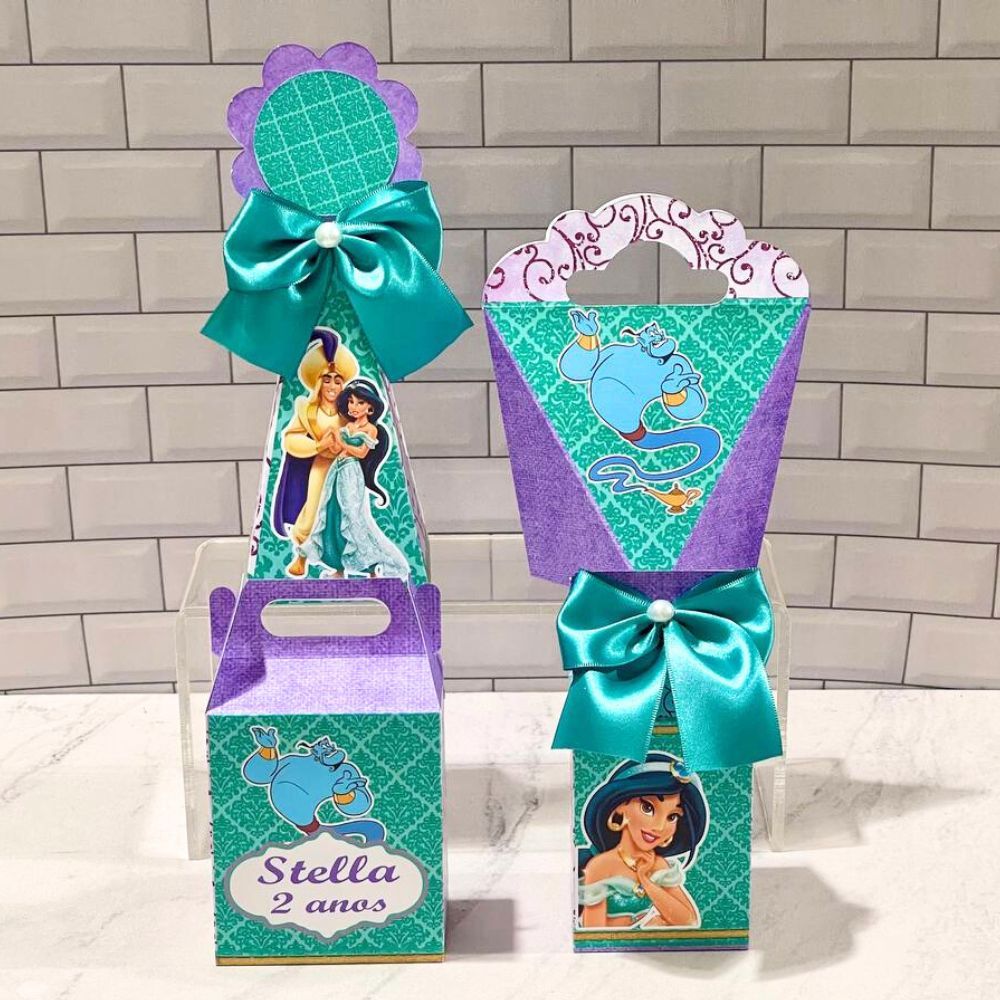 Kit Festa Personalizados Jasmine Princesa Aladim / Caixinha para Festa/ lembrancinhas PEGUE E MONTE