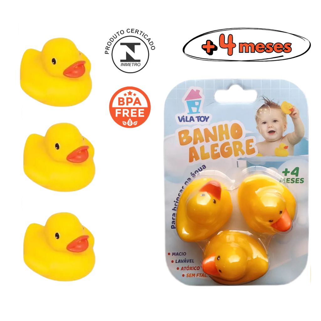 Kit Brinquedos De Banho Pato Patinho Para Bebe Banheira Piscina Água Atóxico BPA free