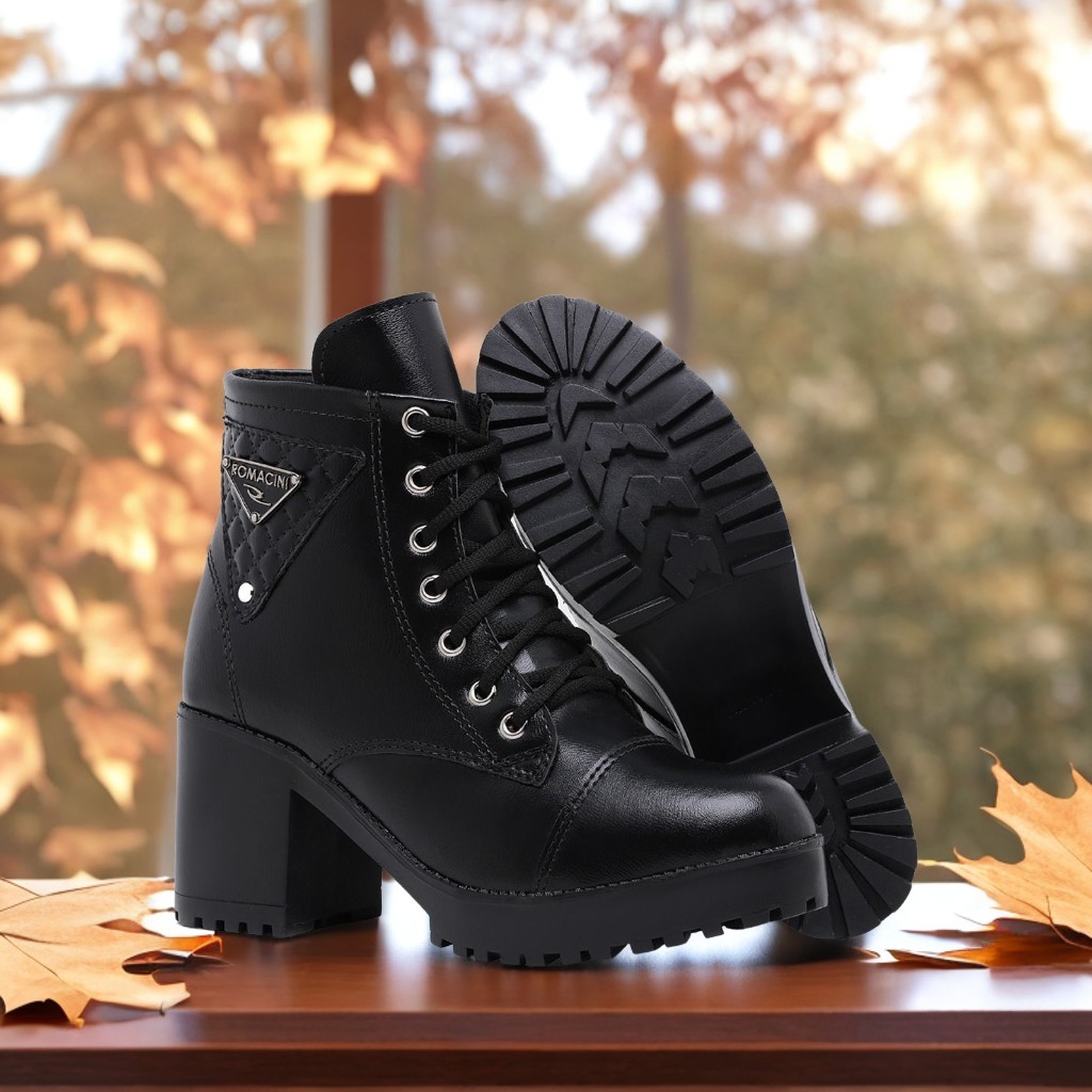 Bota Coturno Feminino Confortável Salto Alto Solado Costurado Lançamento Moda Blogueira Nova Coleção Inverno Romacini
