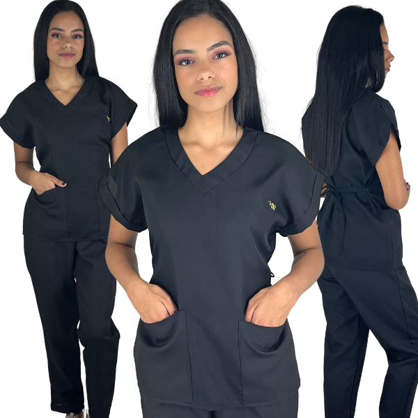 Conjunto Pijama Cirúrgico OXFORD Premium Feminino Scrubs Médico, Saúde, Dentista, Estética