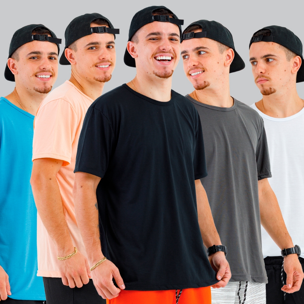 Kit 5 Camiseta Básica Lisa Premium Academia DryPoli Manga Curta