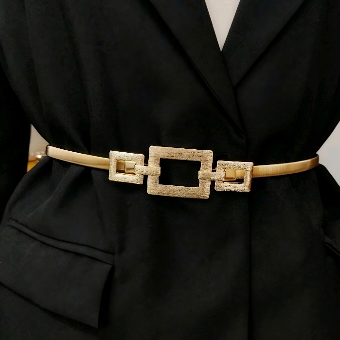 Cintos Finos Para Vestidos Elástico Trecho Feminino Cintura Cintos De Meta弹簧3个长方 em Oferta na Shopee