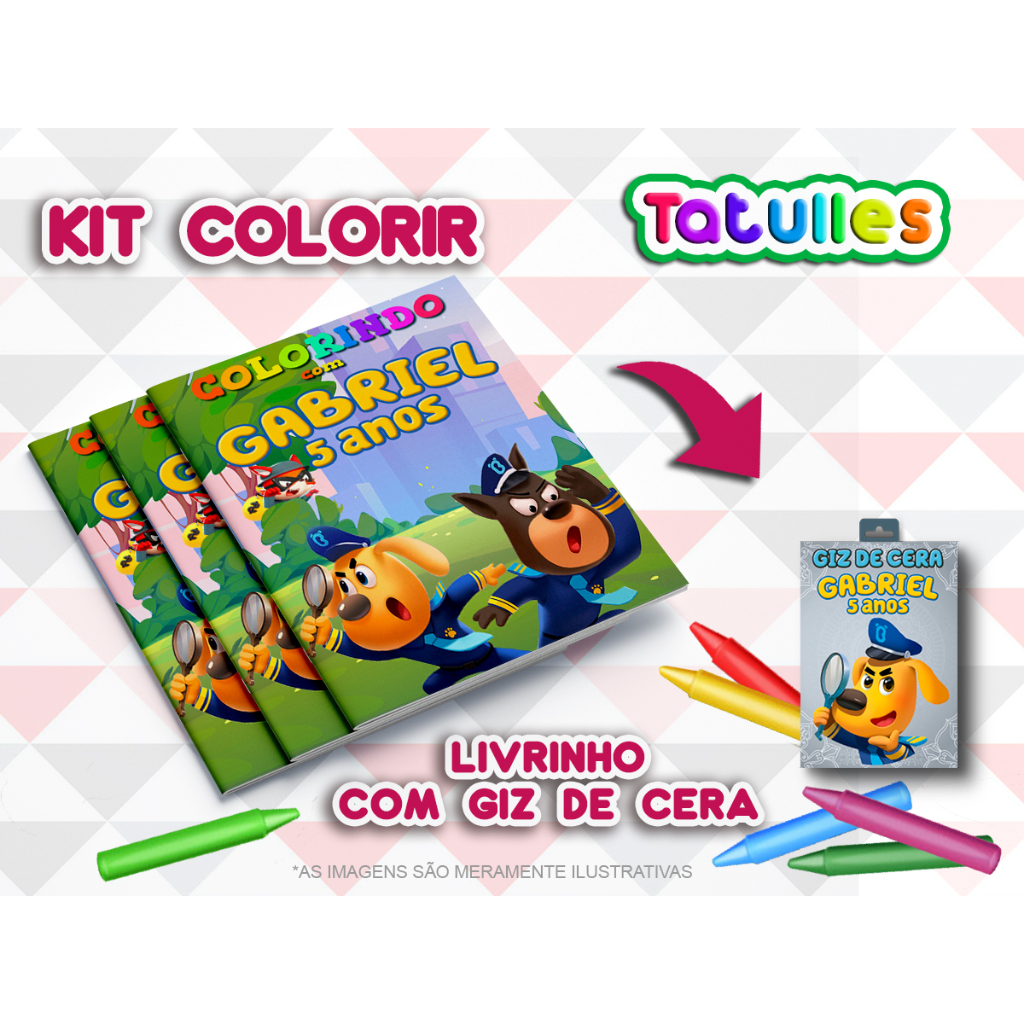 KIT COLORIR DETETIVE LABRADOR MODELO 1 ( Livrinho + Giz de Cera ) Personalizado em Oferta na Shopee