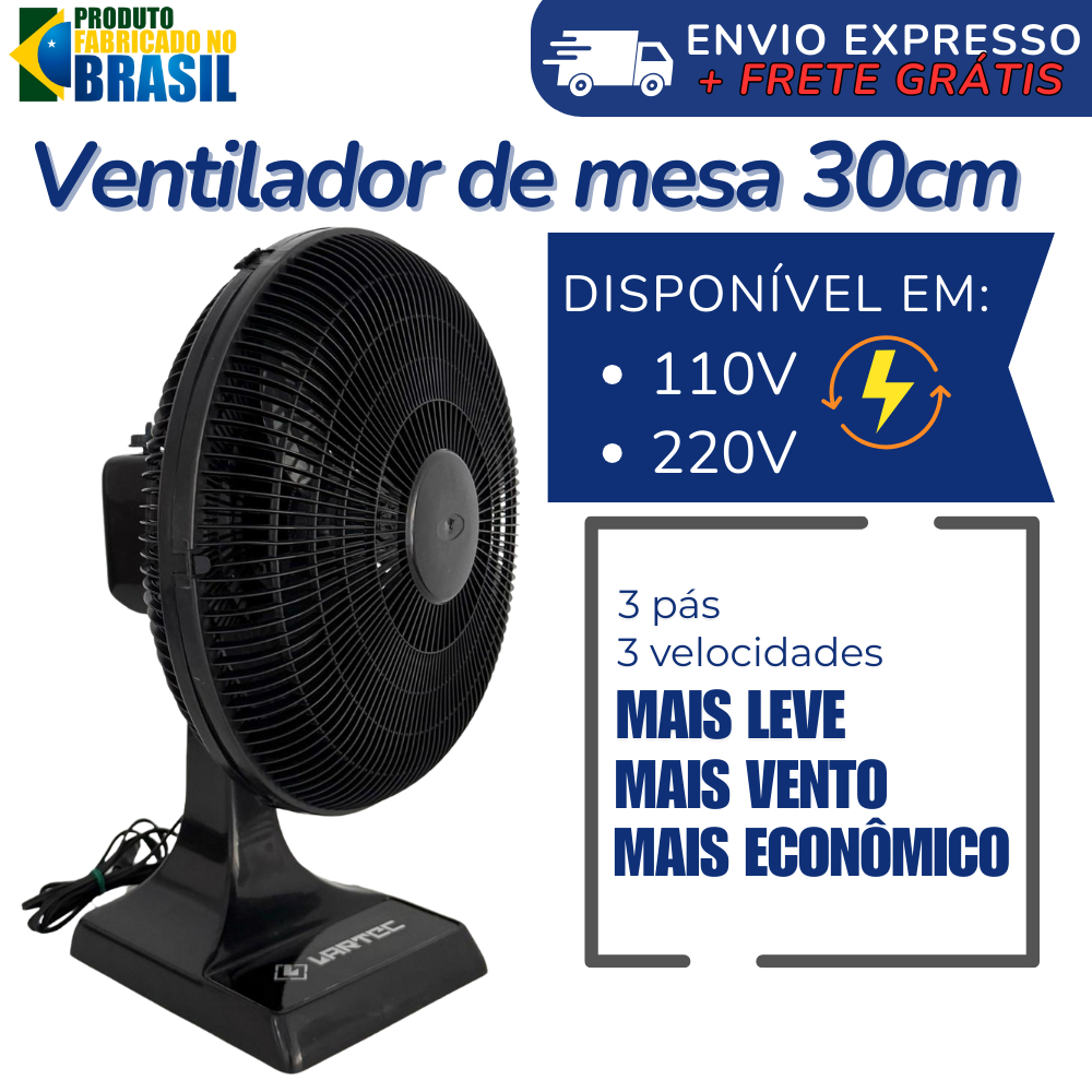 Ventilador Oscilante De Mesa 30cm Lartec3 Pás 45W 110V e 220v em Oferta na Shopee