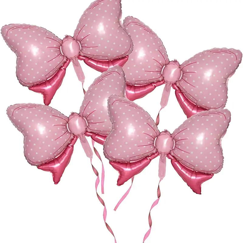 2 peças balão metalizado laço rosa para decoração de festa 22 X 38 cm em Oferta na Shopee
