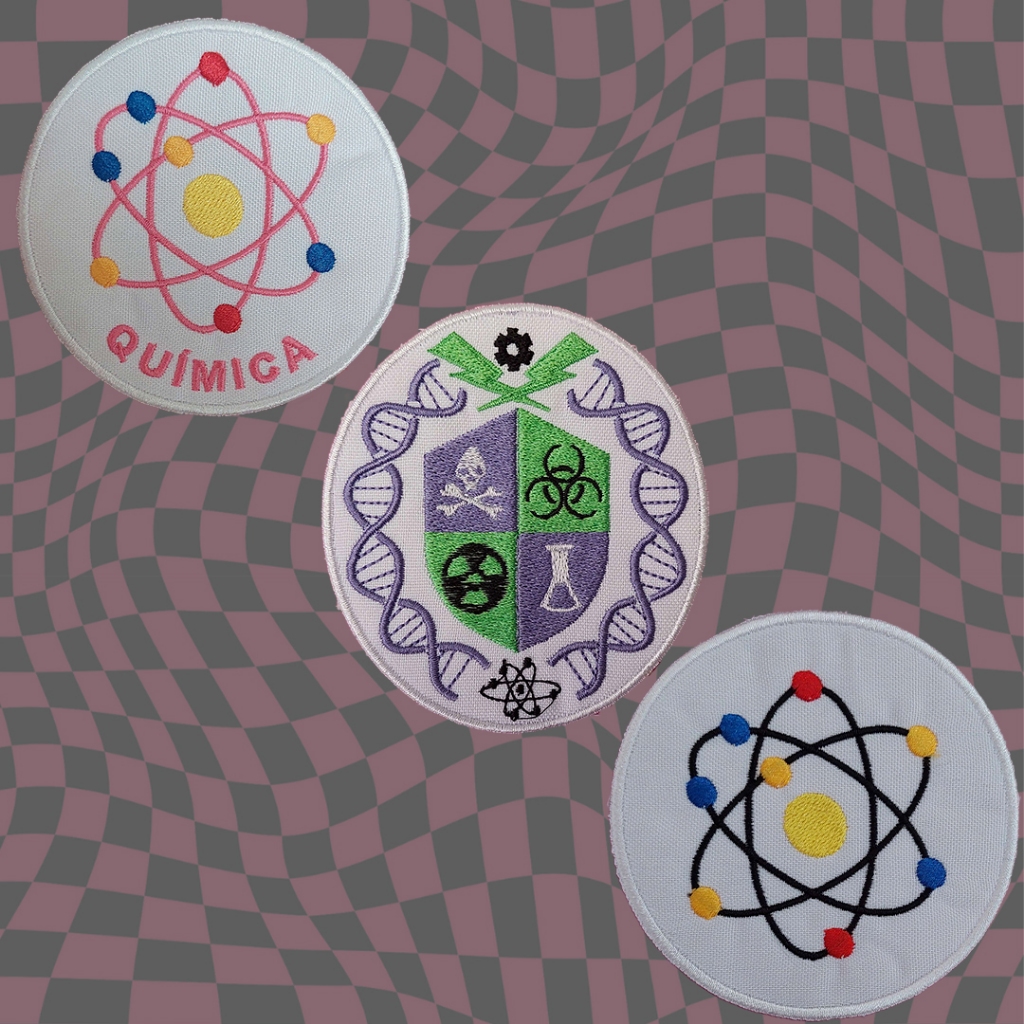 Tag Patch Química Escolar Bordado Logomarca Infantil para Jalecos