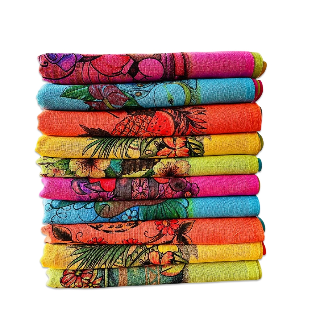 Pano De Prato Atacado Estampado Colorido Premium Kit Com 10 Peças em Oferta na Shopee