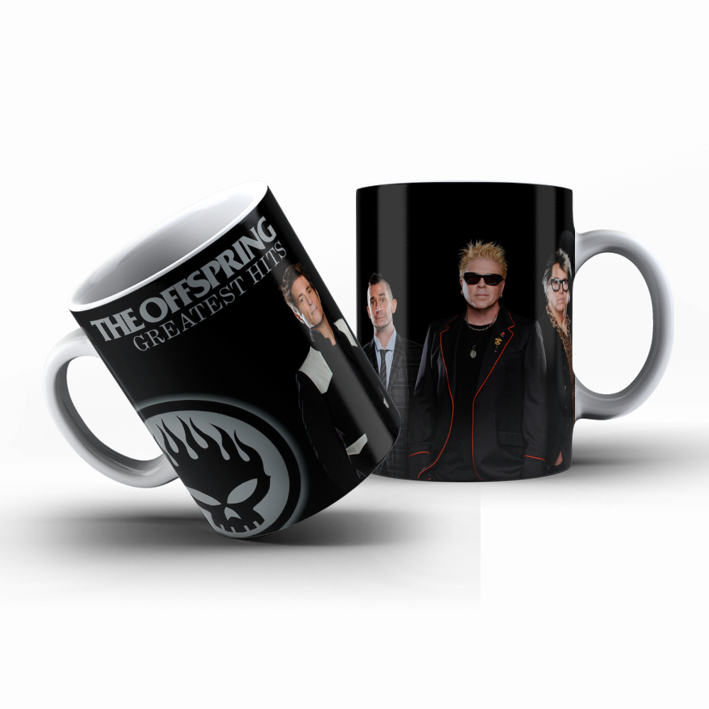 Caneca The OffSpring | Rock N Roll Personalizada Caveira | Greatest Hits | 325ml Cerâmica Branca