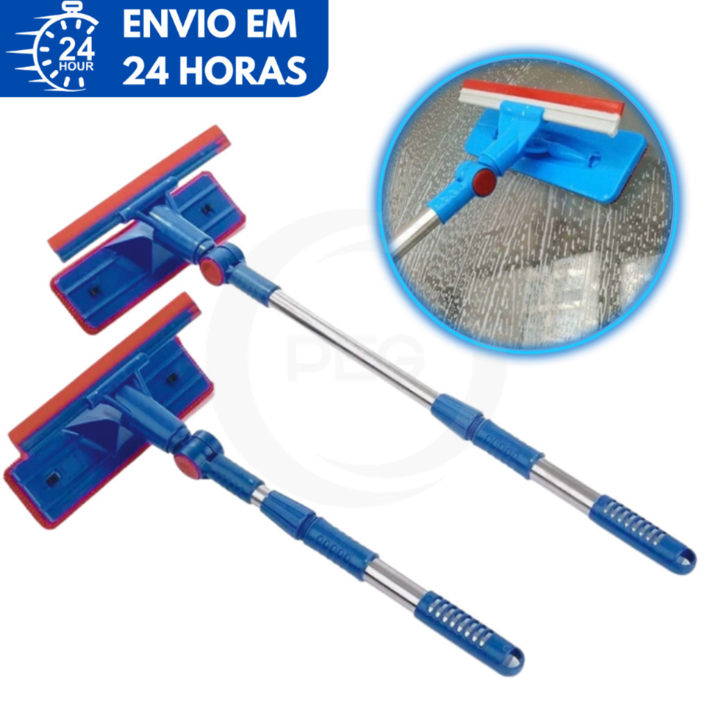 Rodo Limpa Vidro e Janela Extensível 2 em 1 com Esponja Mágico Limpa Box Espelho Varanda em Oferta na Shopee