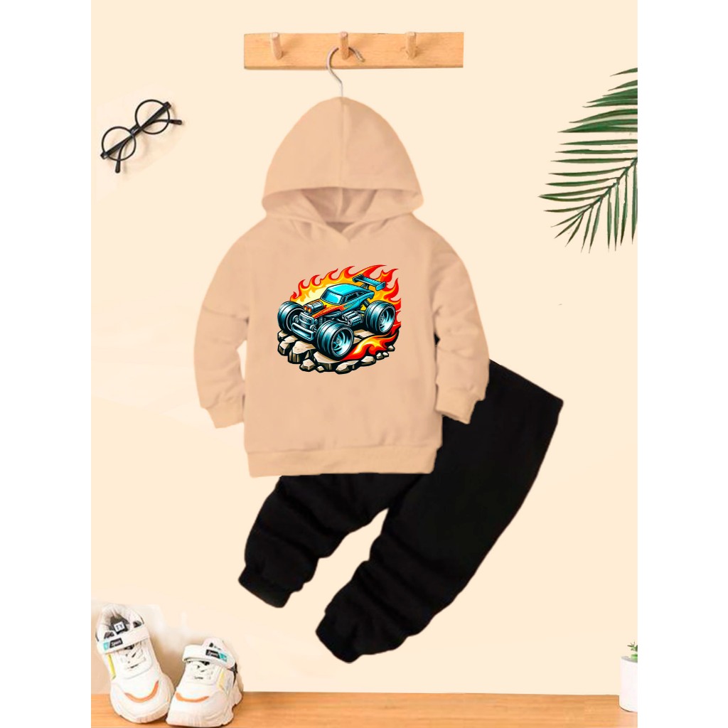 Conjunto Moletom Menino CARRO HW Infantil Blusa e Calça Kids Flanelado Inverno