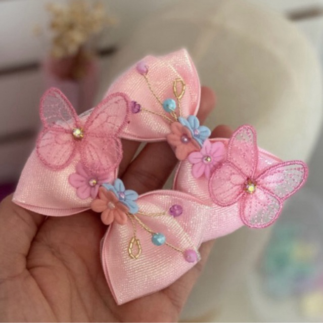 Par de Laços e Faixinha Borboleta para menina - Jardim Encantado no Bico de Pato ou Faixinha em Oferta na Shopee