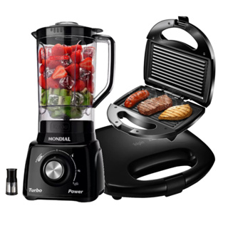 Kit Sanduicheira Grill Misteria + Liquidificador Mondial Turbo 110V / 220v Preta em Oferta na Shopee