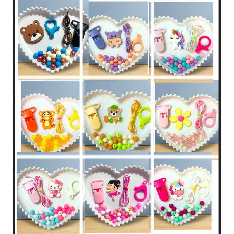 Kits Montagem Prendedor de Chupeta Infantil com miçangas sortidas em Oferta na Shopee