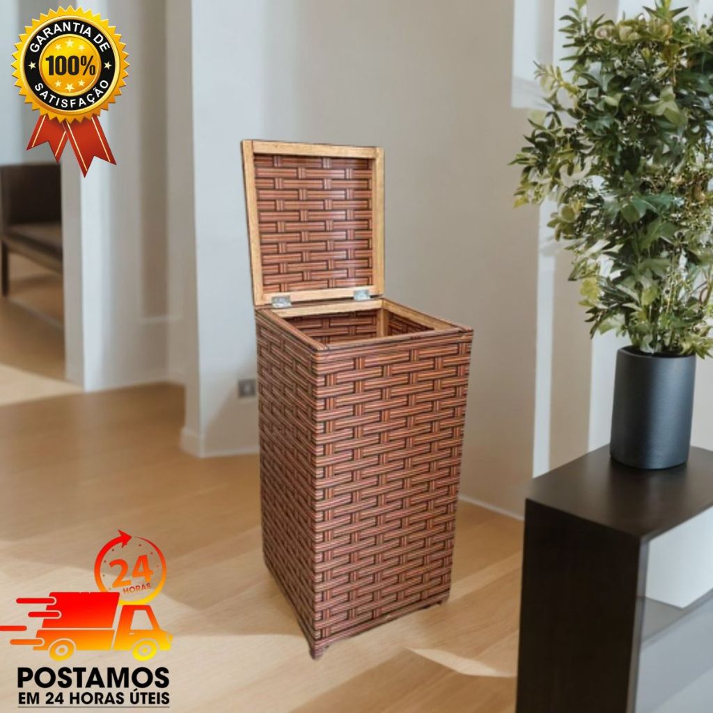 Cesto De Roupa Suja 54 Litros Resistente Lavanderia Com Tampa Organizador Roupas Lavanderia Banheiro