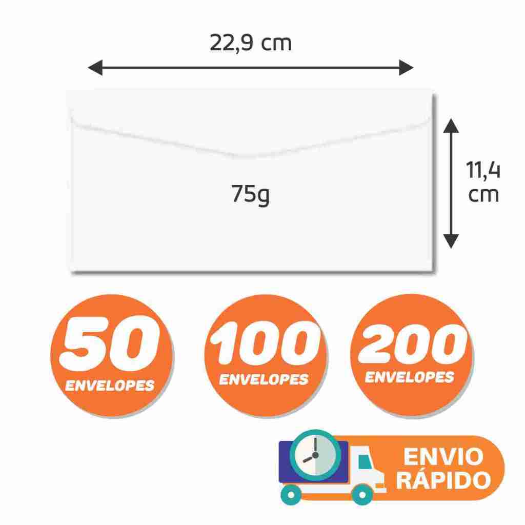 Envelope Oficio Tipo Carta Boleto 114x229 75grs Branco Qualidade em Oferta na Shopee