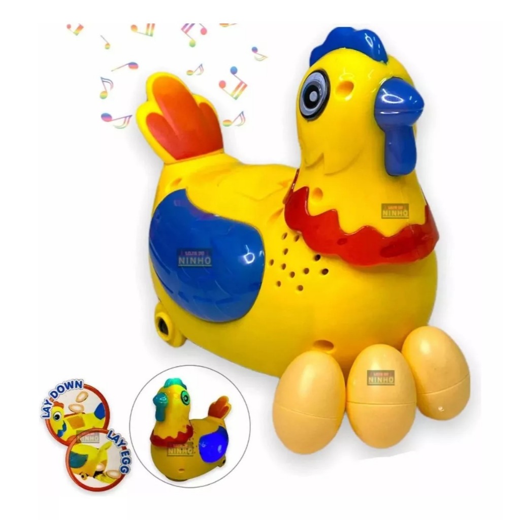 Pato Bota Ovos Amarelo Infantil Anda Toca Som Luz Brinquedo em Oferta na Shopee