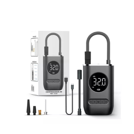 Mini Compressor Calibrador Ar Digital Portátil Recarregável Cor Preto 110v/220v em Oferta na Shopee