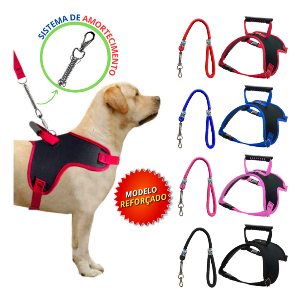 Guia E Peitoral COM Amortecedor P Cães TAMANHO M e G e SEM amortecedor p cães TAMANNHO P - Passeio, adestramento coleira