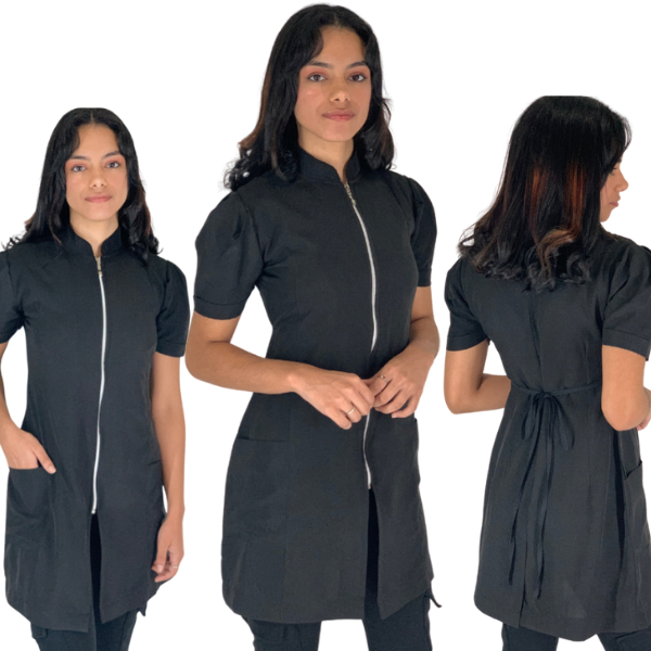 Jaleco Feminino Manga Curta Bufante Princesa Acinturado Com Zíper Várias Cores