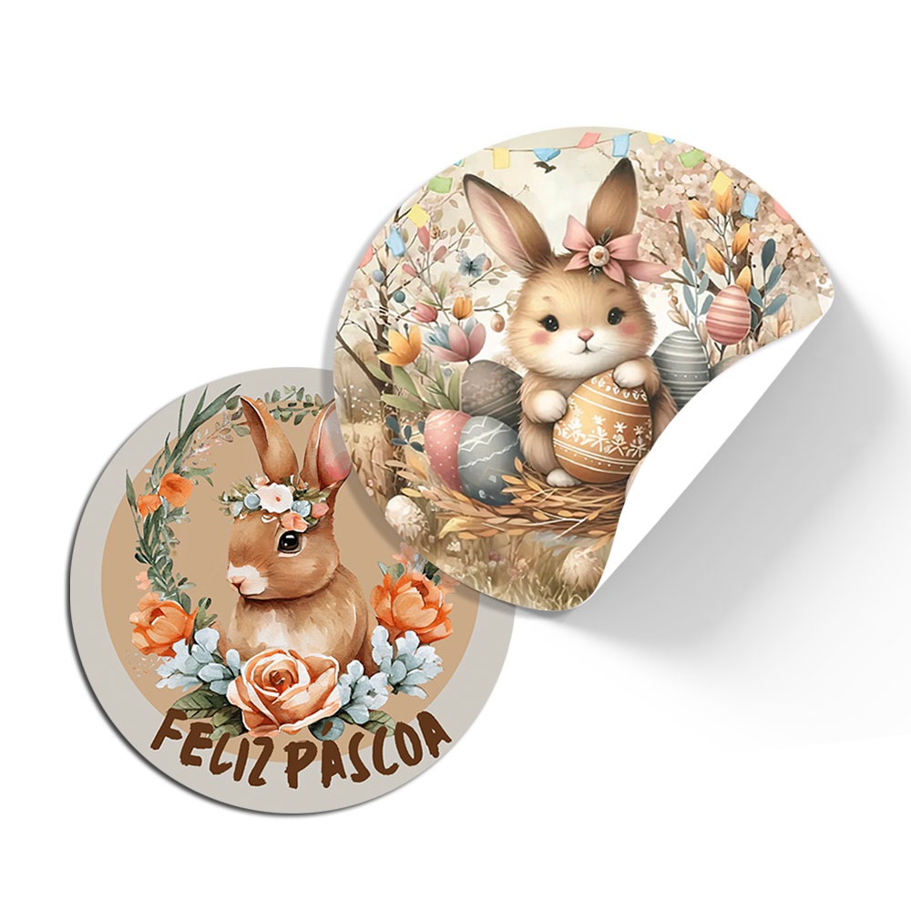 60, 120 ou 180 Adesivo tags etiquetas sacola mimo ovos chocolate coelho coelhinho pascoa bombom em Oferta na Shopee
