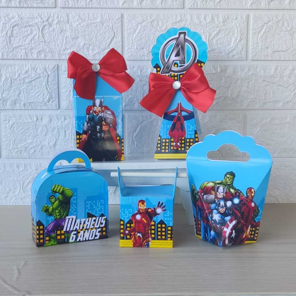 Kit Personalizados caixinhas VINGADORES Lembrancinhas aniversário-Festa PEGUE E MONTE