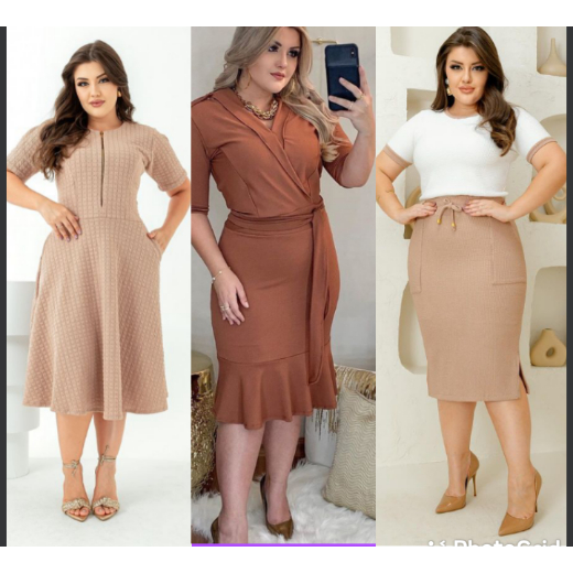 Vestido Plus Size Evangélico Miidi com Bolsos Rodado ou Tubinho Plus Social Casual off Bege Nude tutu ziper