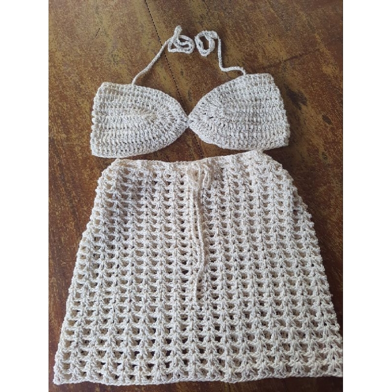 conjunto de crochê top e saia verão 2026 em Oferta na Shopee