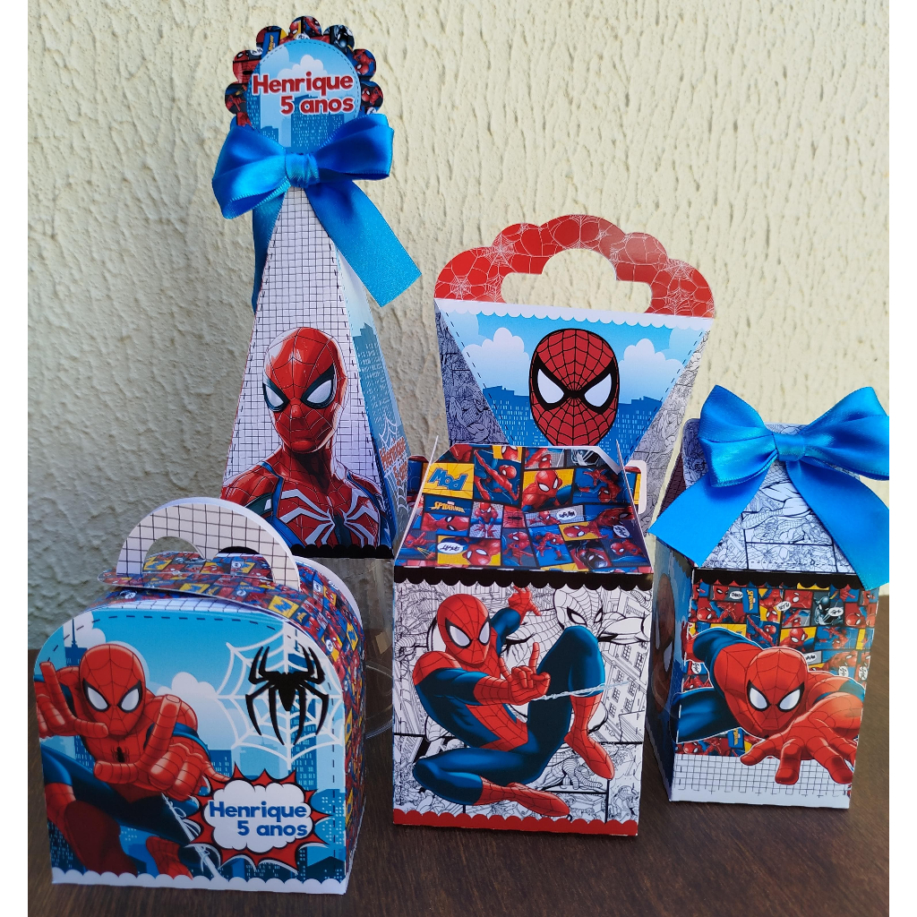 Homem Aranha - Personalizados Homem Aranha - kit festa -lembrancinha -aniversário -caixinhas homem aranha- PEGUE E MONTE