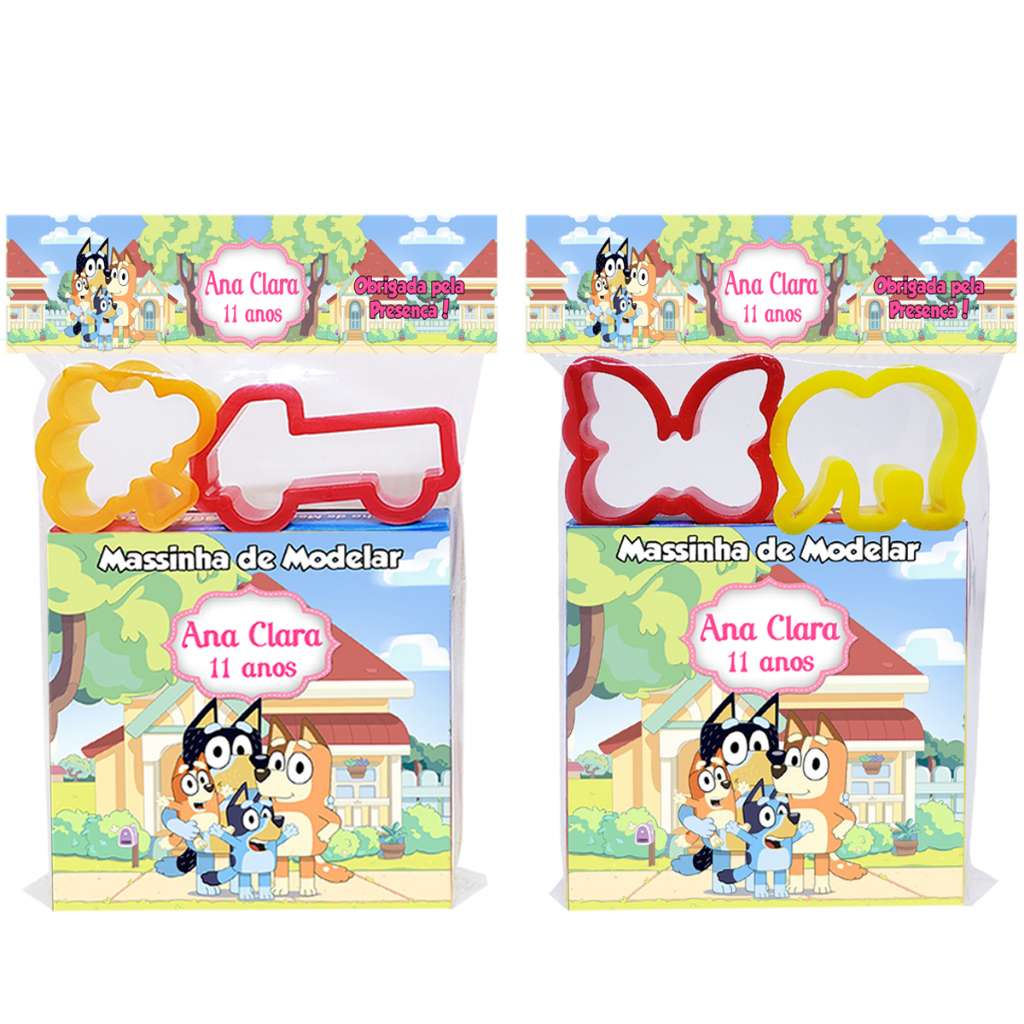 10 Kits Massa Massinha de Modelar com Moldes Cortadores Lembrancinha Aniversário Bluey e Bingo em Oferta na Shopee
