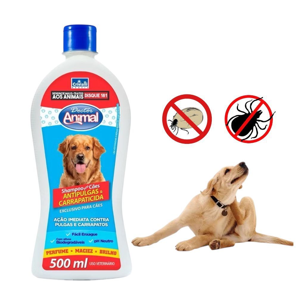 Shampoo para Cães - Cachorro Doctor - Animal - Antipulgas e Carrapatos - 500mL