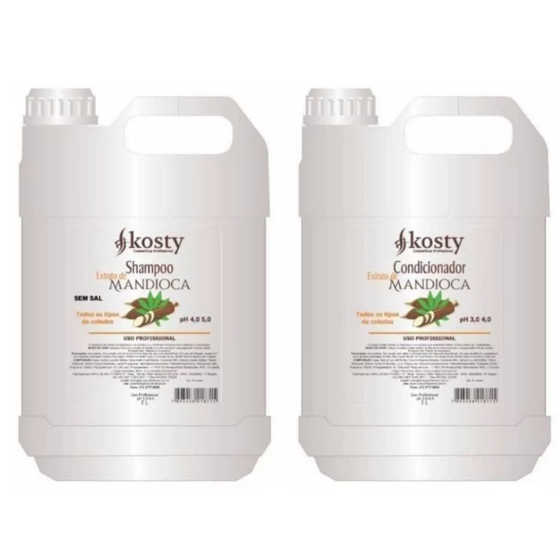 kit shampoo e condicionador 5l lavatório de salão profissional de mandioca kosty