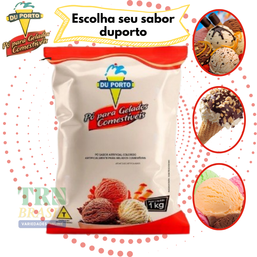 Du Porto Pó Saborizante Gelado Comestíveis Para Sorvetes Picolés Geladinhos 1kg Vários Sabores