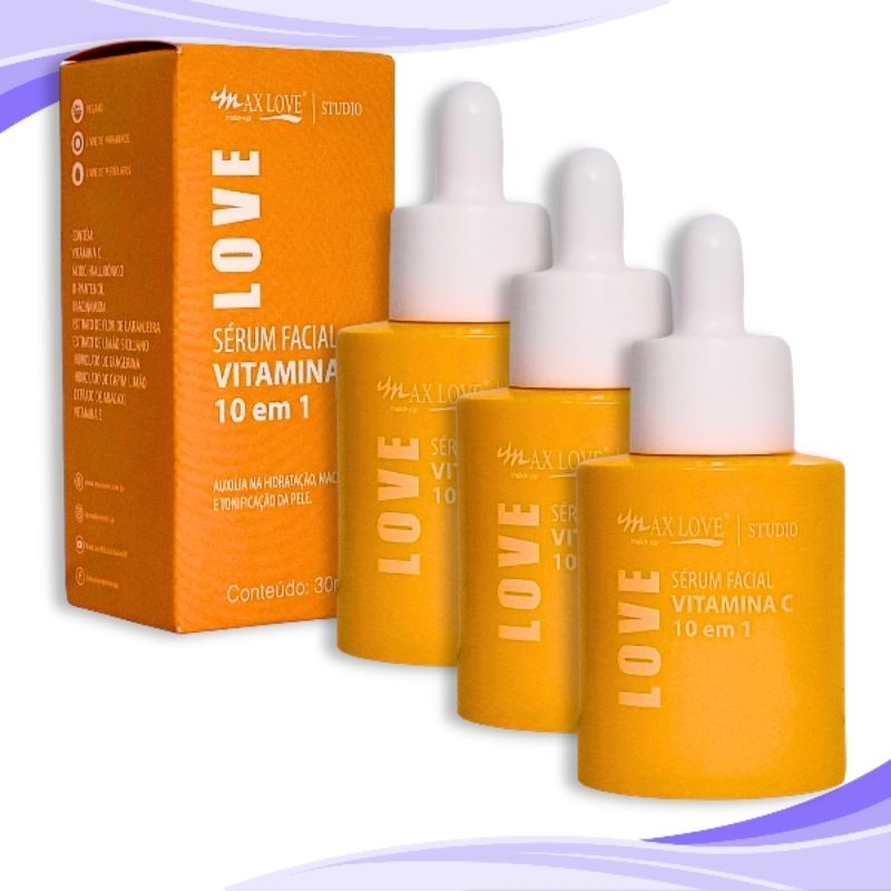 Sérum Facial 10 em 1 Vitamina C Max Love - 3 unidade em Oferta na Shopee