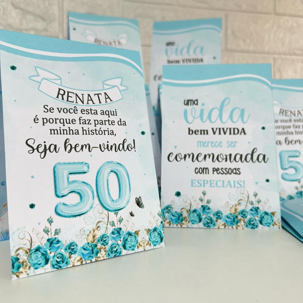 Centro de mesa agradecimento personalizado enfeite decoração aniversario festa adulto verde azul tifany azul turquesa