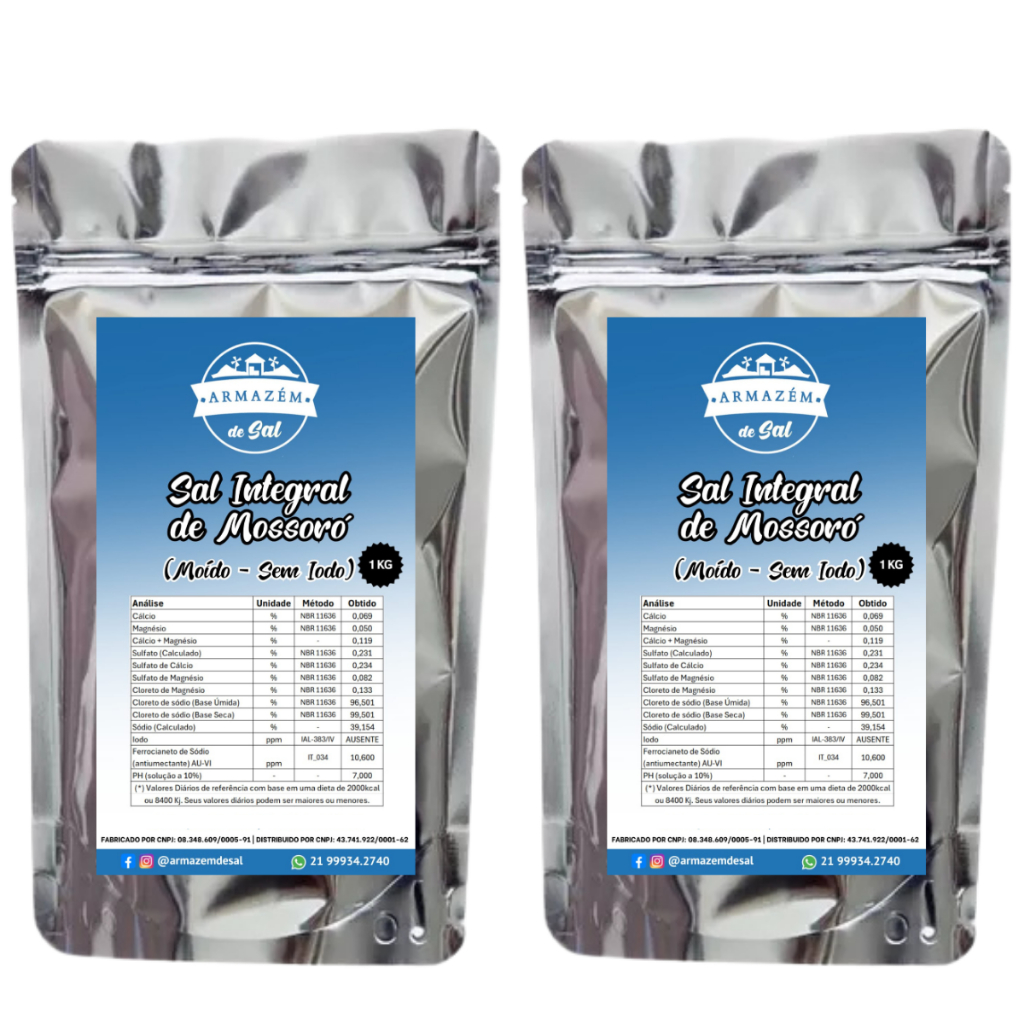 Sal Marinho Integral Mossoró Moído 2kg - Sem Iodo em Oferta na Shopee