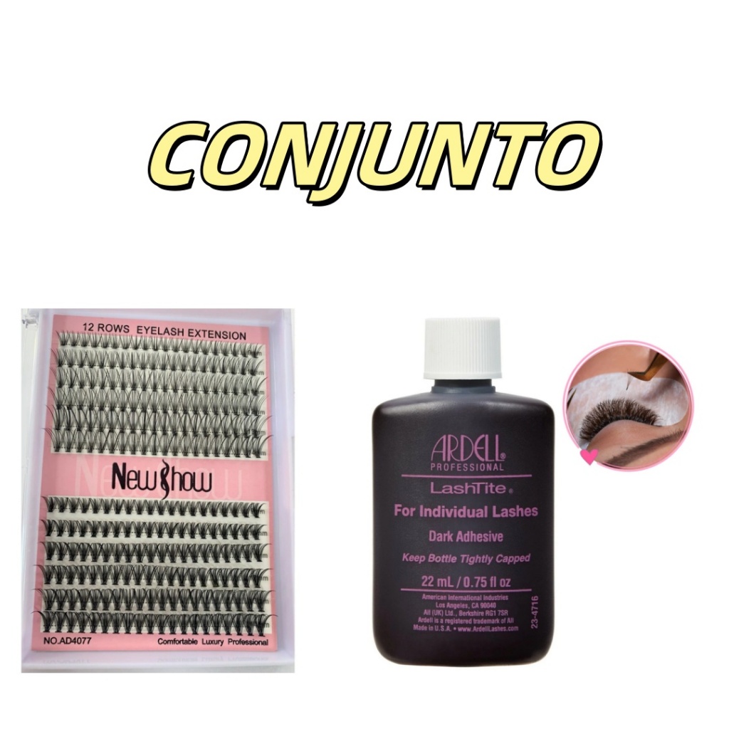 kit com Cílios caixa mix 30 P-0.10+40 P-0.07 D 9-14 Mix New Show +COLA PROFISSIONAL PARA CÍLIOS 22ML - ARDELL - ROXA